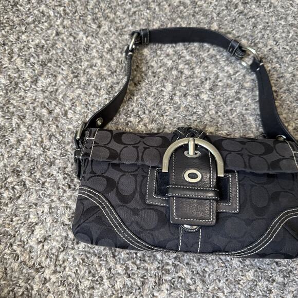 Coach 6280 Y2k Black Soho Signature Monogram Shoulder Bag 90s Small Vintage - Picture 4 of 16